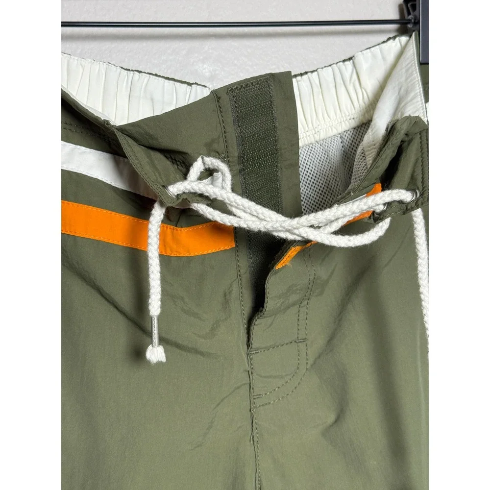 Black Brown 1826 Mens Swim Trunks L Green Orange‎ Stripe Lined Beach Vacation